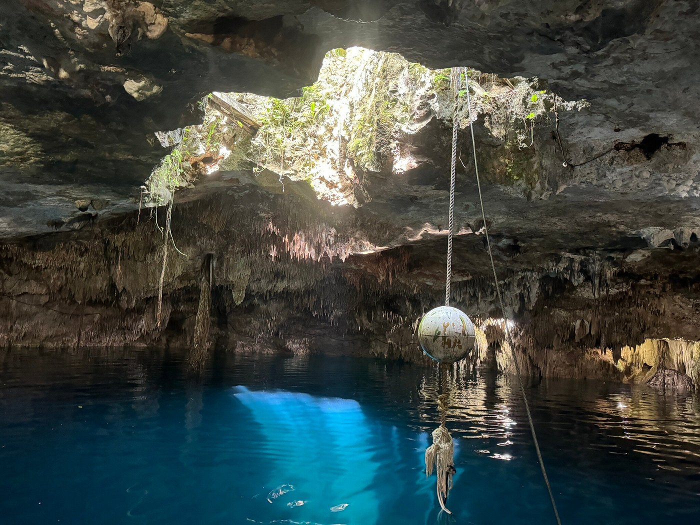 Cenote Kin-Ha iluminado por la luz natural